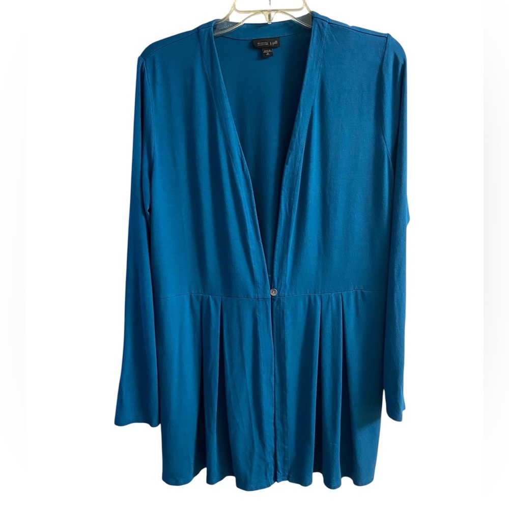J. Jill Teal Open Front Lightweight Cardigan Medium Tall